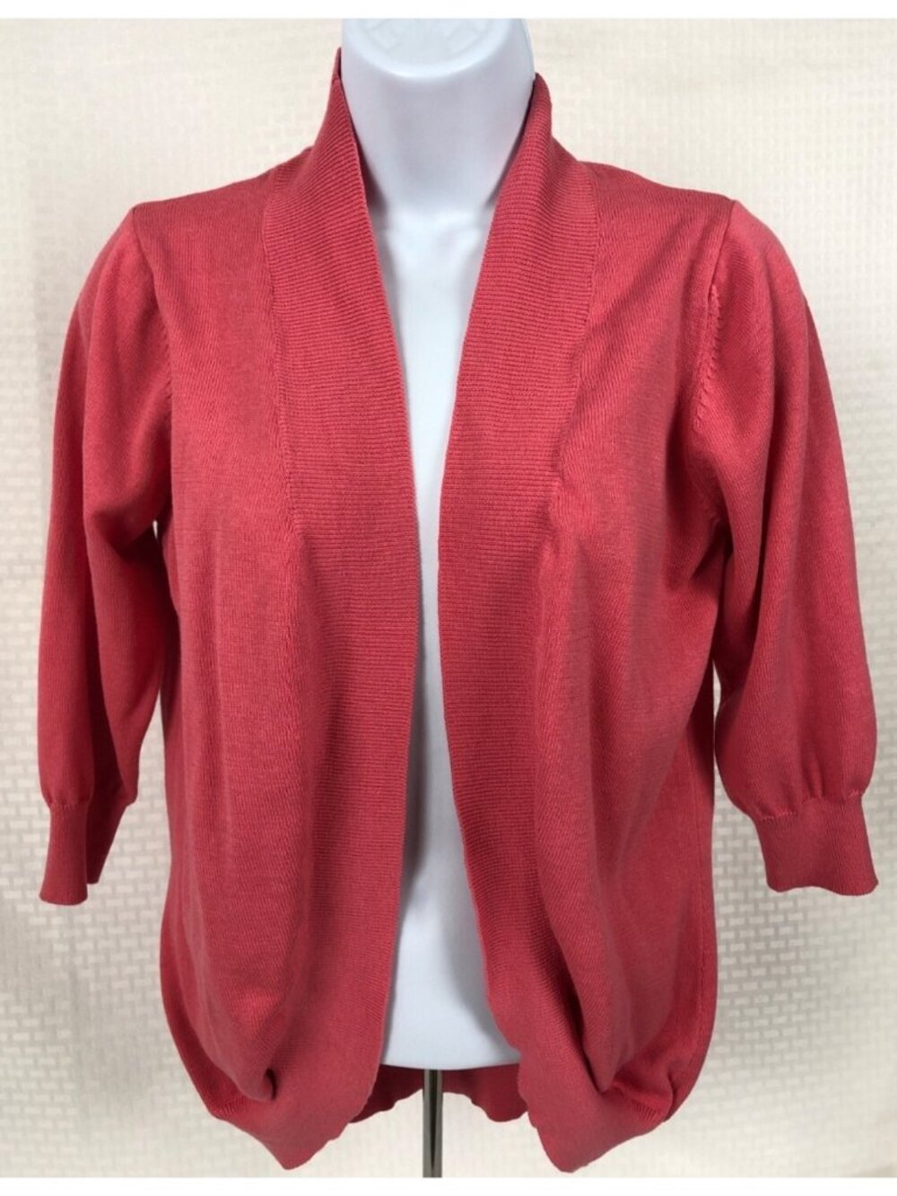 Salon Studio Open Front Cardigan Women Size S Orange Open Front 3/4 Sleeves